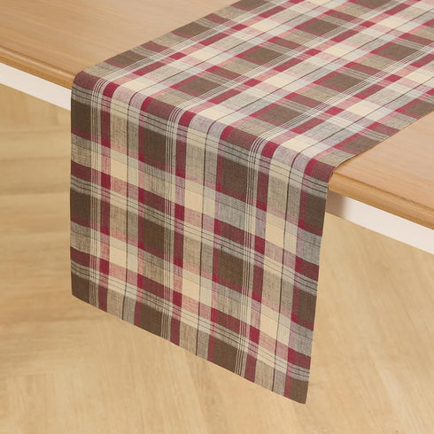 60 Inches 100% 14 60 Inch Solino Home Table Runner - Pure Linen Rustic Multicolor Tartan Plaid Short Table Runner x