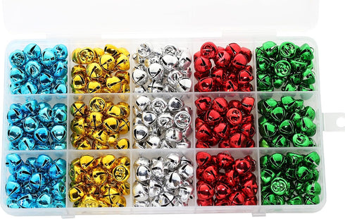 300PCS Jingle Bells with Storage Box, Mini Craft Bells for Wreath, Christmas, Holiday Decorations & Jewelry Making, 10