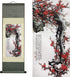 AtfArt Asian Wall Decor, Beautiful Silk Scroll Painting Flowers - Proud Plum, Iron Heart Oriental Wall Hanging