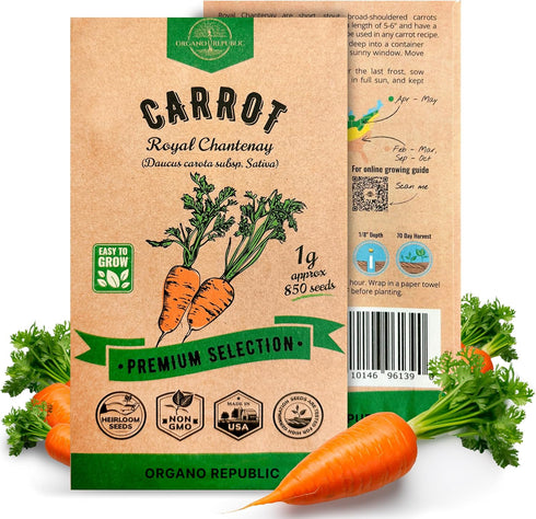 Organo Republic Carrot Royal Chantenay Seeds Pack 1G - Over 850 of