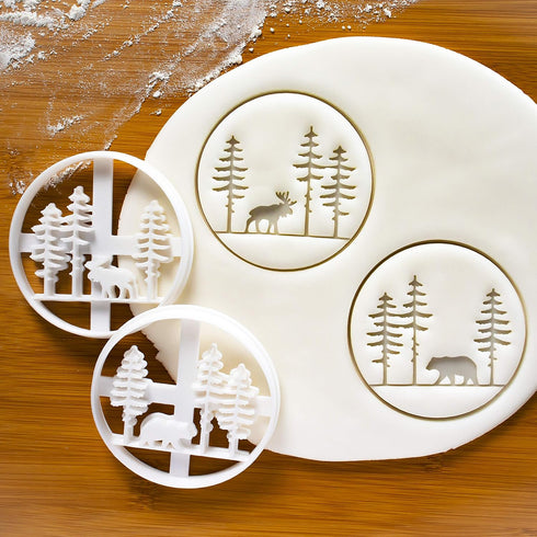 Set of 2 Forest Animal Cookie Cutters, Moose and Bear Designs, 2 Pieces - Bakerlogy