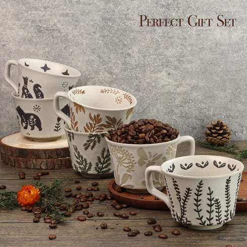 12oz Novelty Ceramic Coffee Mug with Large Handle, Unique Stoneware Cup for Tea and Coffee (1 Pack, Fox)