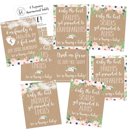 Hadley Designs Pregnancy Announcement Gifts, Funny Wine Bottle Labels for Parents to Grandparents, 8 Set