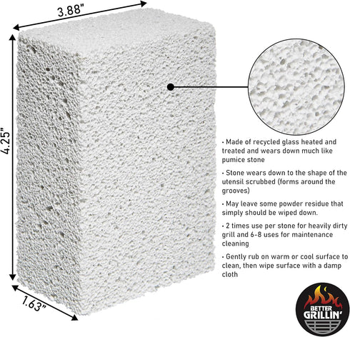 Better Grillin Scrubbin Stone Grill Cleaning Brick Block | Griddle Stone | Grill Stone Cleaning Block | Barbecue Grill