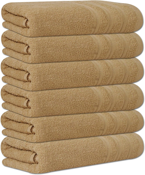 Cinara Bed & Bath Set 6 24" 50" 100% Large Bath Towels of x Cotton Terry Durable, Soft & Quick Dry Beige Multipurpose