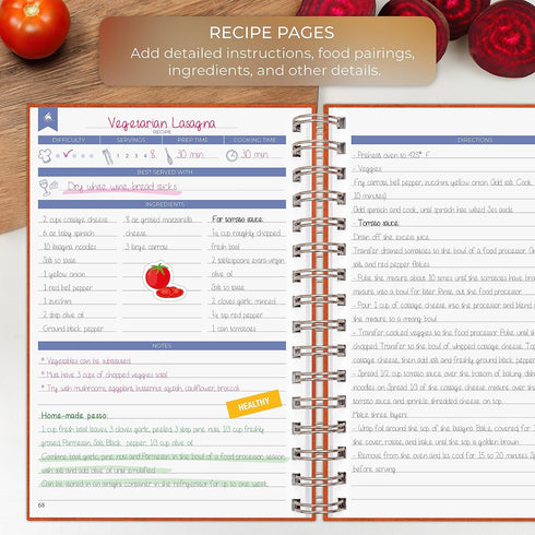 Clever Fox Recipe Book Spiral: Make Your Own Family Cookbook, Blank Recipe Notebook Organizer, 6.3”x8.3”