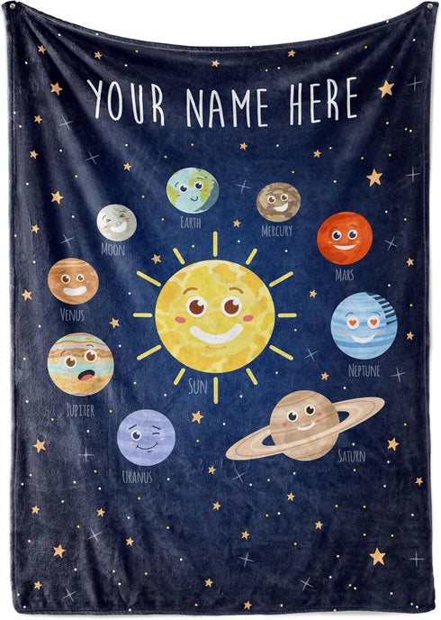 Custom Space Blanket for Kids | Warm Fleece Throw Blanket | Space