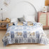 MEJU Summer 100% 2 80 90 Elephant Check Geometric Muslin Lightweight Blanket for Bed Sofa Couch, Combed Cotton Layer
