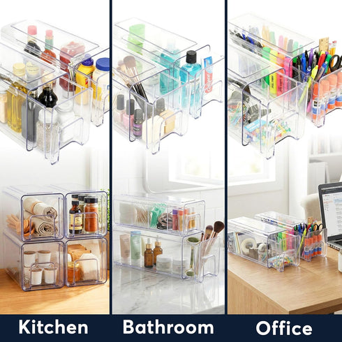 2-Pack Closet, Sorbus Medium Clear Stackable Storage Drawers Plastic Organizer Bins with Handles Pull-Out Stackable