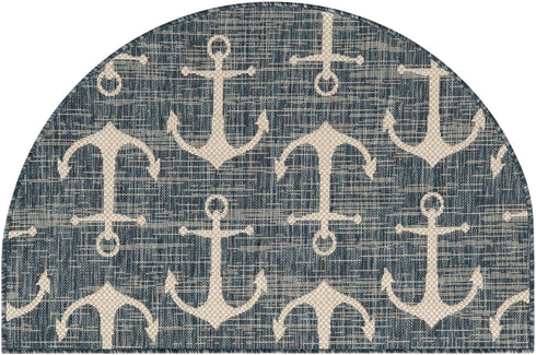 Unique Loom Outdoor Coastal Collection Area Rug - Ahoy (2' 7" x 4' 1" Hearth Blue/Ivory) by Unique Loom