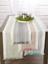 DII Fringed Stripe Tabletop Runner - Everyday Collection, 14x72, Thyme