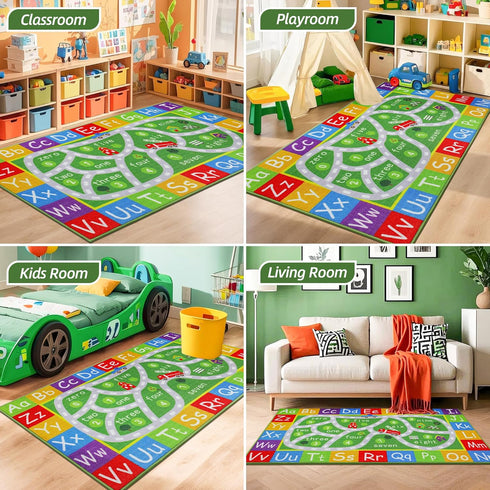 Playmat,32"x60" BEQHAUSE Kids Rug Carpet Preschool Rugs wtih ABC, Numbers, Non Slip Washable Play Mat Carpets for Kids