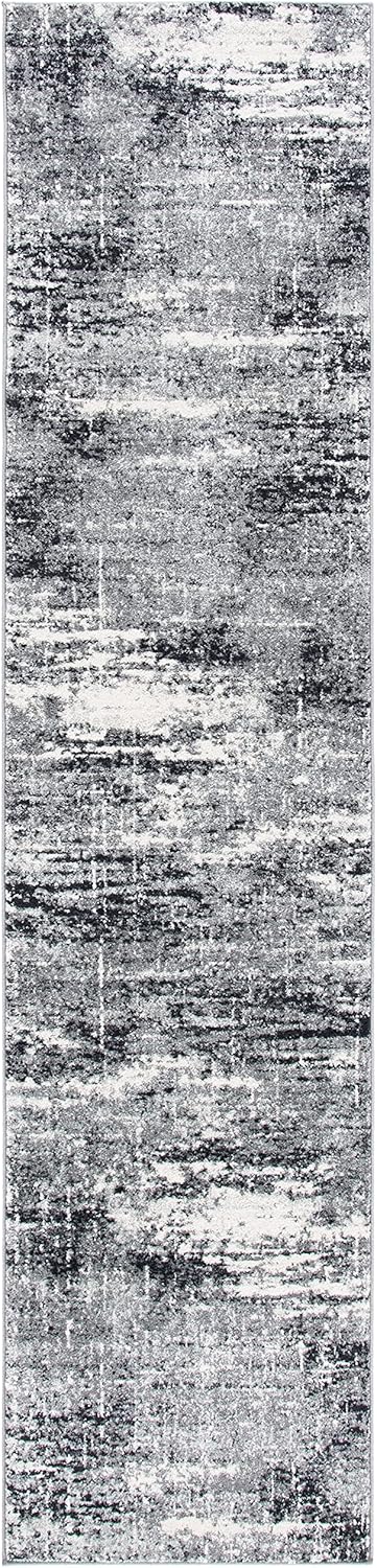 2'2" 7' EVK272G SAFAVIEH Evoke Collection x Ivory/Dark Grey Modern Abstract Non-Shedding Entryway Foyer Living Room