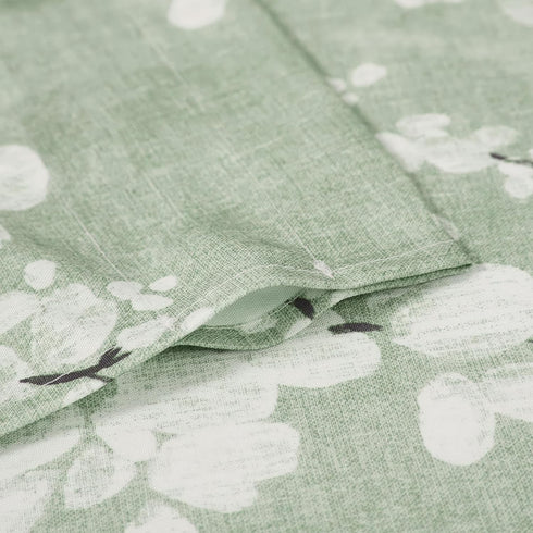 FMFUNCTEX Green White Kitchen Tier Curtains 24 Inch Length, Blossom Print Half Window Drapes for Bathroom