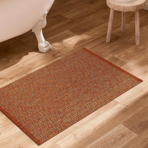 LEEVANG Small Bathroom Rug, 2' x 3' Washable Woven Low Profile Terra Reversible Mat for Home Decor
