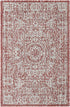 Unique Loom Outdoor Traditional Collection Area Rug, Timeworn 2' x 3' Rectangle Rust Red/Gray