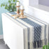 14 72 Inches, Boho Table Runner with Tassel x Blue & Cream, Woven Washable Dresser Scarf and Topper for Bedroom