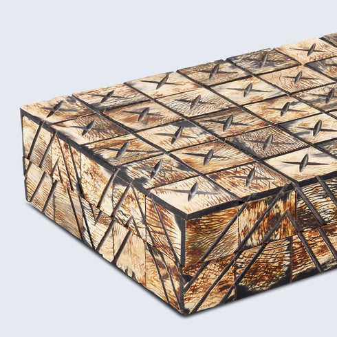Handicrafts Home Handmade Paradox Pattern Decorative Box, Storage Organizer, Boho Style Treasure Box, 12x6x2
