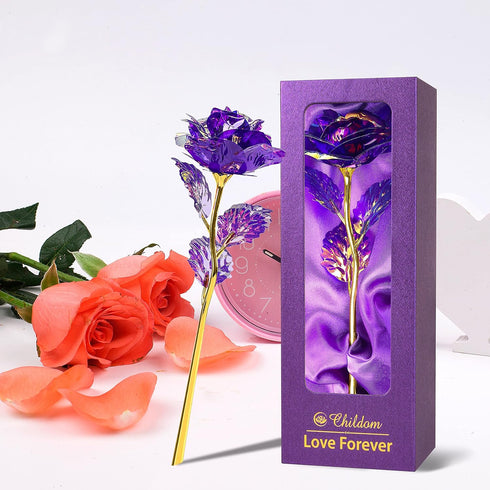 Childom Birthday Gifts for Women - Christmas Purple Rose Gifts for Her Mom, Sweet Artificial Flower for Wife, Grandma