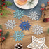 Whaline 45Pcs Winter Snowflake Hanging Ornaments - Glitter Blue Silver Pendants for Christmas Tree Decor