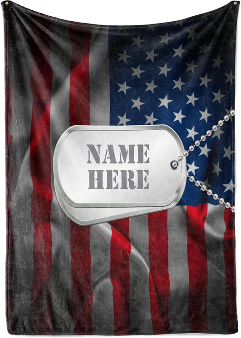 Ships Next Day, Made in USA - Personalized American Flag, Dog Tags