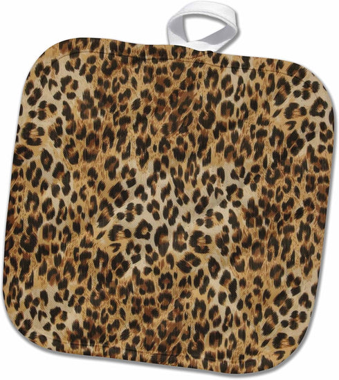 3D Rose Brown-Tan-and Black Cheetah Print Pot Holder, 8 x 8, Multiple Color