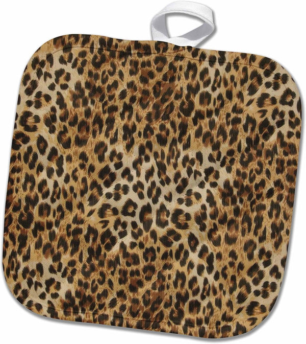 3D Rose Brown-Tan-and Black Cheetah Print Pot Holder, 8 x 8, Multiple Color
