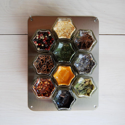 Gneiss Spice Stainless Finish Wall Plate Base for Magnetic Spice Jars, Small