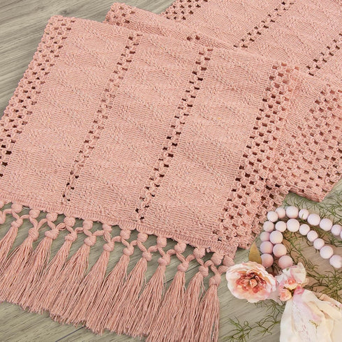 48 Inches yuboo Pink Table Runner Long, Boho Dusty Rose Table Runner for Shabby Decor Farmhouse Dresser Runners