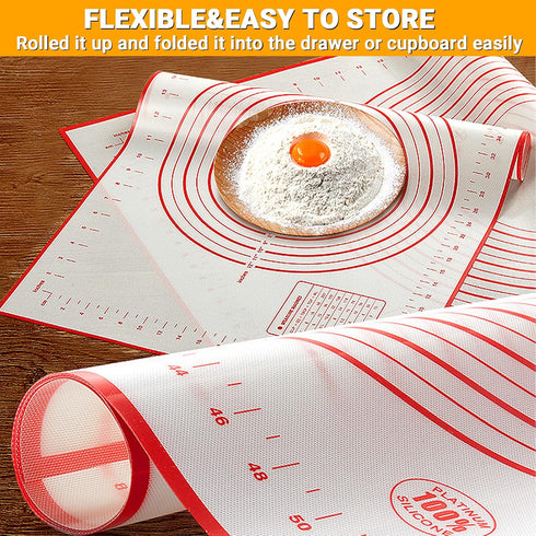 Qidoe Silicone Baking Mat, Extra Thick Non Stick (16"x 24") with Measurement, Fondant, Dough Rolling, Oven Liner