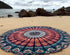 raajsee Round Beach Tapestry, 70 Inch Blue Orange Mandala Throw, Boho Hippie Blanket, Yoga Mat, Picnic Rug