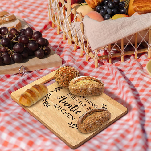 Auntie Gifts Bamboo Cutting Board, Everything Is Better In Auntie's Kitchen Decor, Perfect for Aunt Birthday