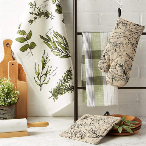 Set 3 4 DII Kitchen Gift Collection, Pot Holder & Dish Towels, Fresh Herbs, Piece
