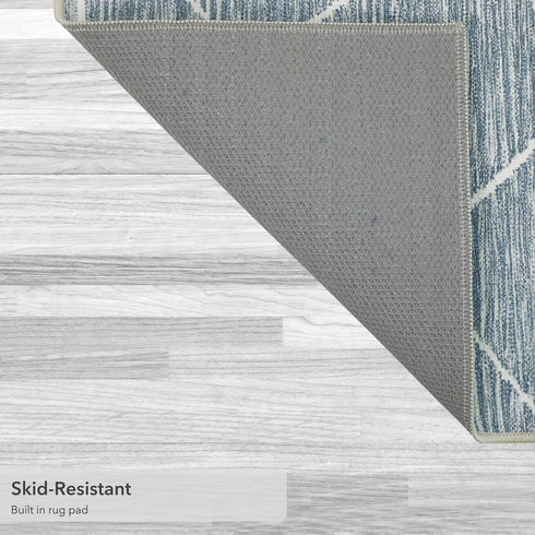 Blue Grey Seta Imagine Printed Chenille Runner Rug, 2' x 6' Non Skid & Machine Washable