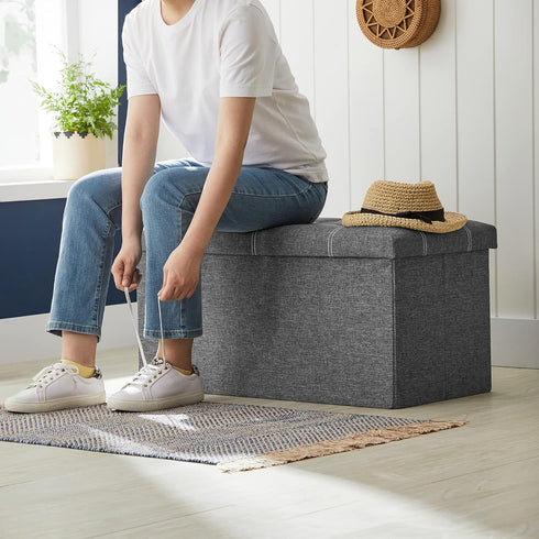30 Inches 21 660 lb, ULSF001G01 SONGMICS Mazie Collection - Ottoman Storage Bench, Gal. Folding Chest with Breathable
