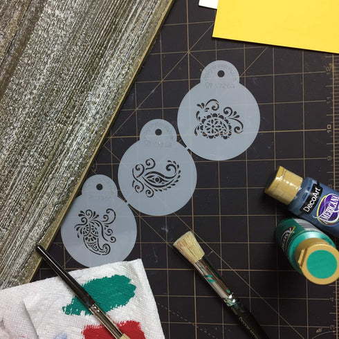 Designer Stencils Mini Silk Paisley Cookie Stencils, Beige/Semi-Transparent