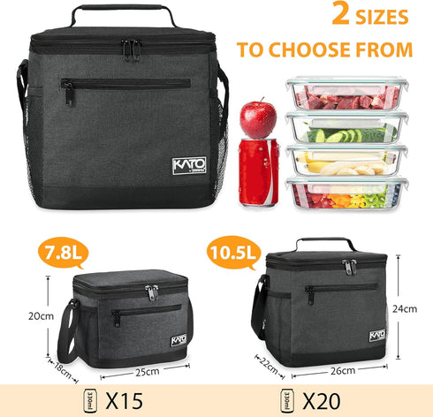 Tirrinia Insulated Lunch Box for Men/Women, Leakproof Lunch Bag for School Work, Charcoal Soft Cooler