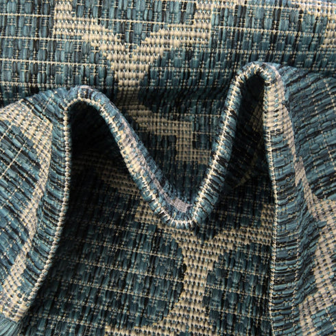 Unique Loom Trellis Collection Area Rug (Teal/ Gray, 3' 3" Round) for Outdoor Spaces