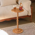 Modern Small Round Drink Table with Fluted Wood Legs - Brown Accent Table for Compact Spaces