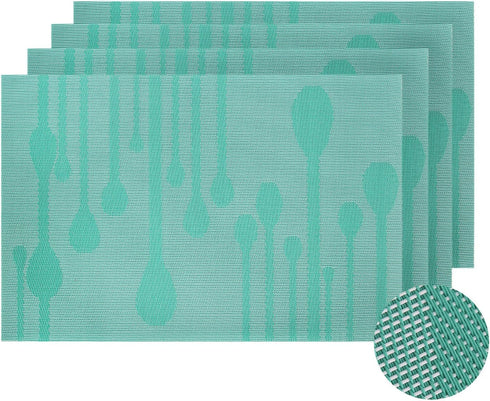 Deconovo Stain Resistant Place Mats – Durable Double-Faced Crossweave Woven Non-Slip for Round Table, 12x18 Inch.