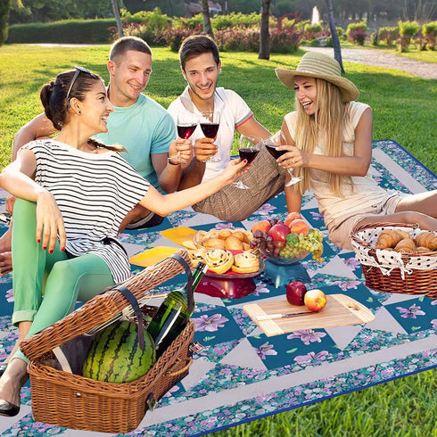Supfitness (60"x 80") Sandproof,3-Layer Packable Extra Large Picnic Blankets Waterproof Foldable Beach Blanket