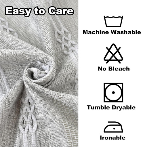 Limalred 36x36 Inch Farmhouse Striped Embroidery Small Square Tablecloth, Openwork Heavy Weight Linen Wrinkle Resistant