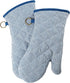 1 Pair Yarn Dyed Oven Mitts, 100% Cotton Heat Resistant 470 Degree Gloves for Cooking & Baking (Blue)