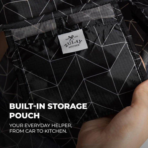 Zulay Kitchen 5 Pack Reusable Grocery Bags - Large Foldable Bags with Handles and Drawstring, Durable Machine Washable