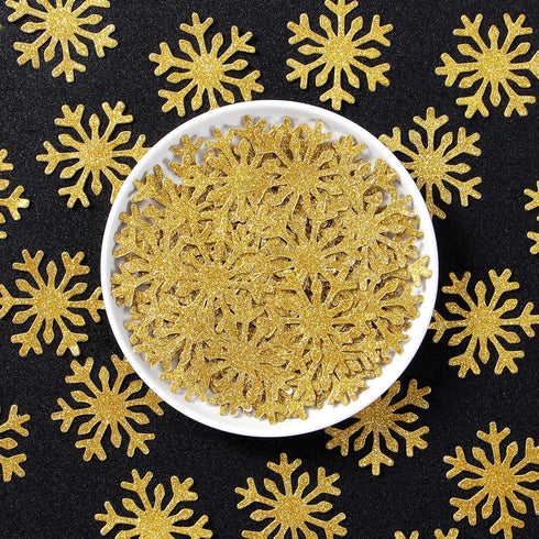 Gold Snowflake Party Decorations, 100pcs Glitter Paper Table Confetti for Christmas, Winter Wonderland Birthday Supplies