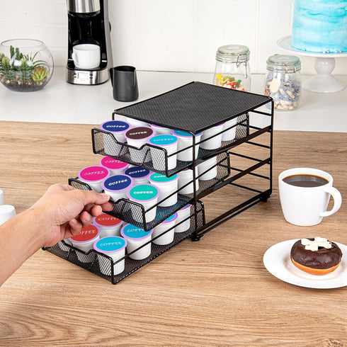 Restaurantware Restpresso Multi-Tier Coffee Capsule Drawer 8.5 x 8.5 x 7 Inch, Holds 36 K-Cups, Heavy-Duty Organizer
