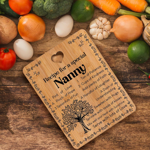 Bamboo Cutting Board for Nanny, Best Nanny Birthday Gifts from Grandchildren, Kitchen Gifts for Nanny (11 * 8 inches)