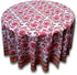 Floral Tablecloth for Round Tables, Pink Red Green White Cotton, 90 inches