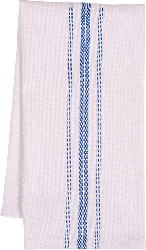 KAF Home Classic Farmhouse Stripe Kitchen Towels, Set of 12 Pure Cotton Dish Towels, Blue