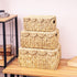 Set 3 LUSYDECO of Scalloped Edge Wicker Basket with Lid, Rectangle Wicker Storage Basket with Built-in Handles